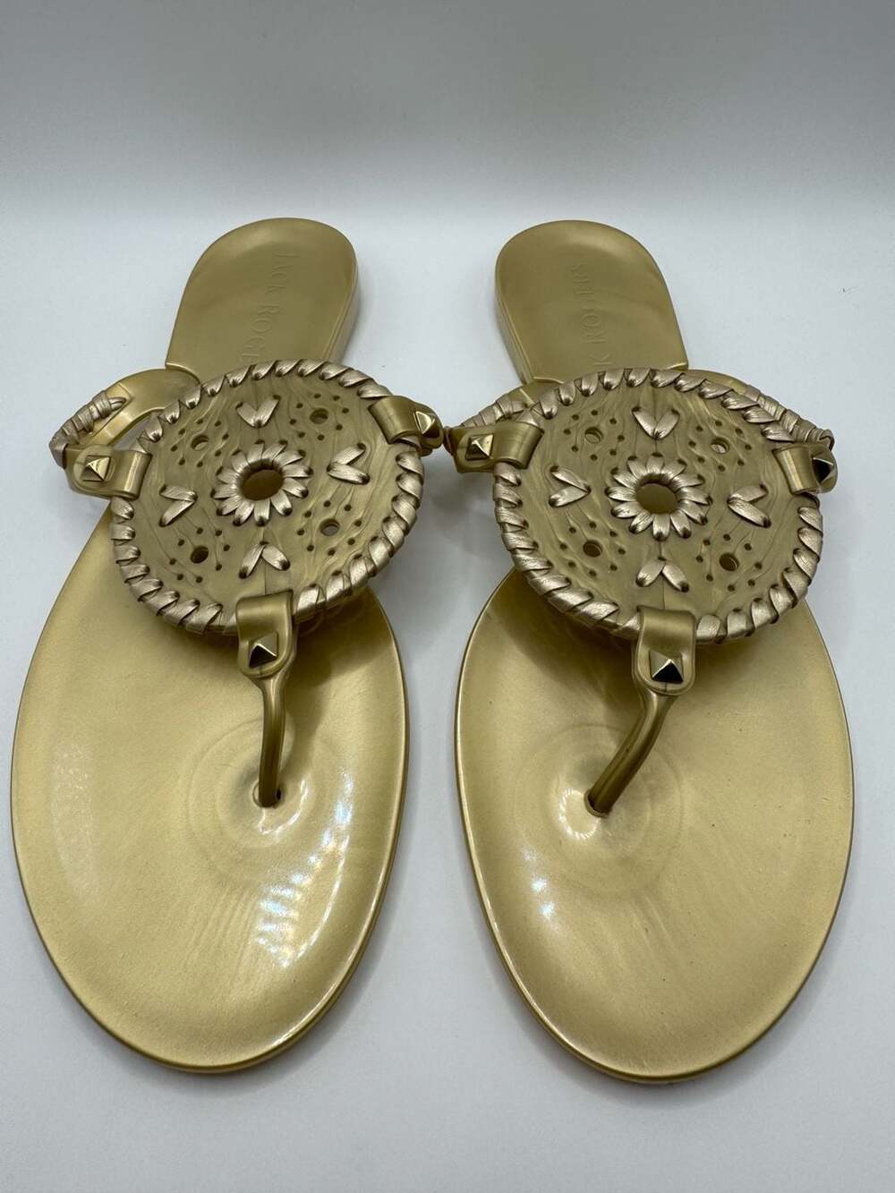 New Jack Rogers Georgica Metallic Jelly Sandals Gold 9